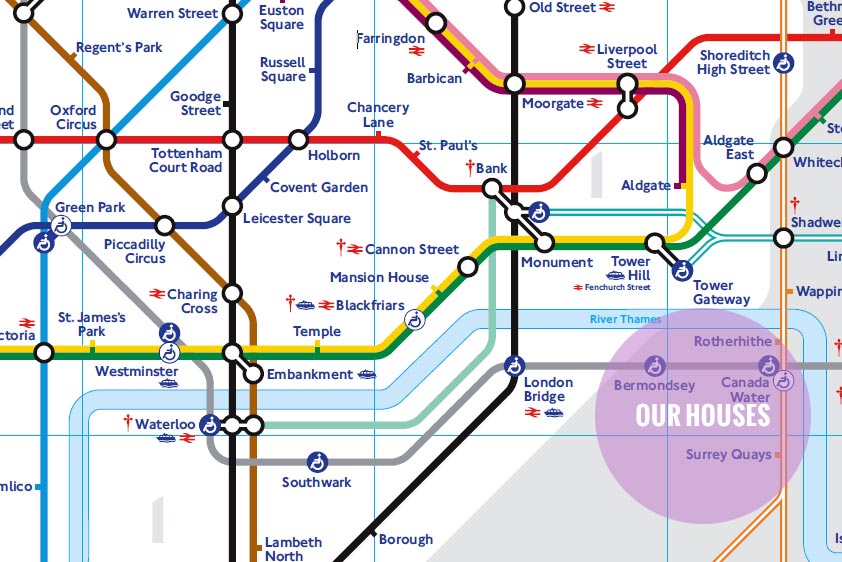 Tube map London 2019 and location of houseshares