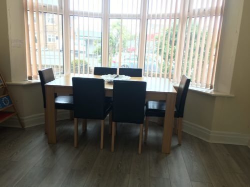 Dining table in a home stay hosts accommodation