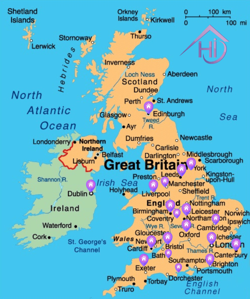 Карта the uk of great Britain and Northern Ireland